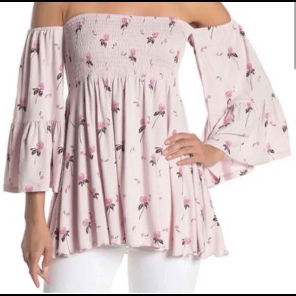 Free People Lana Tunic Pink Floral Small